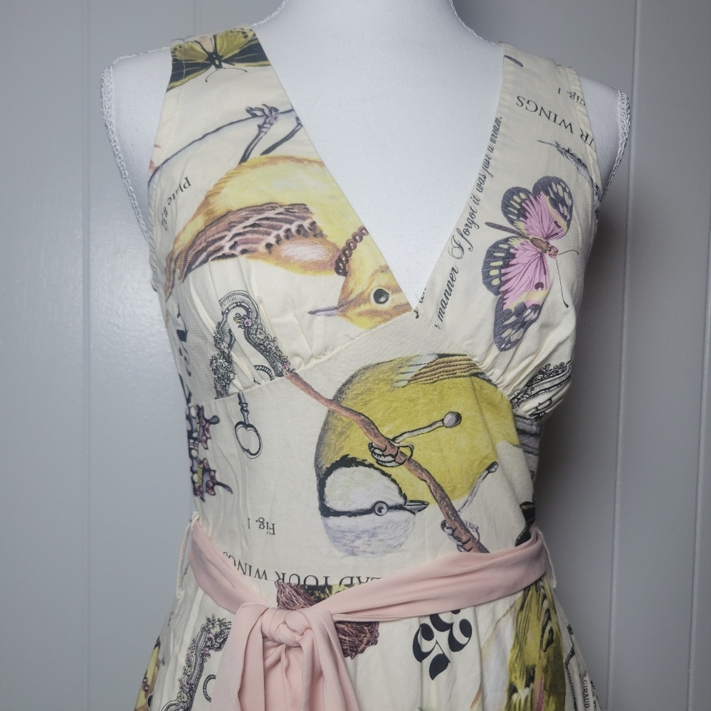 Retrolicious A Line Dress Birds Butterflies Pin Up Rockabilly Retro Modcloth SM - Picture 4 of 13